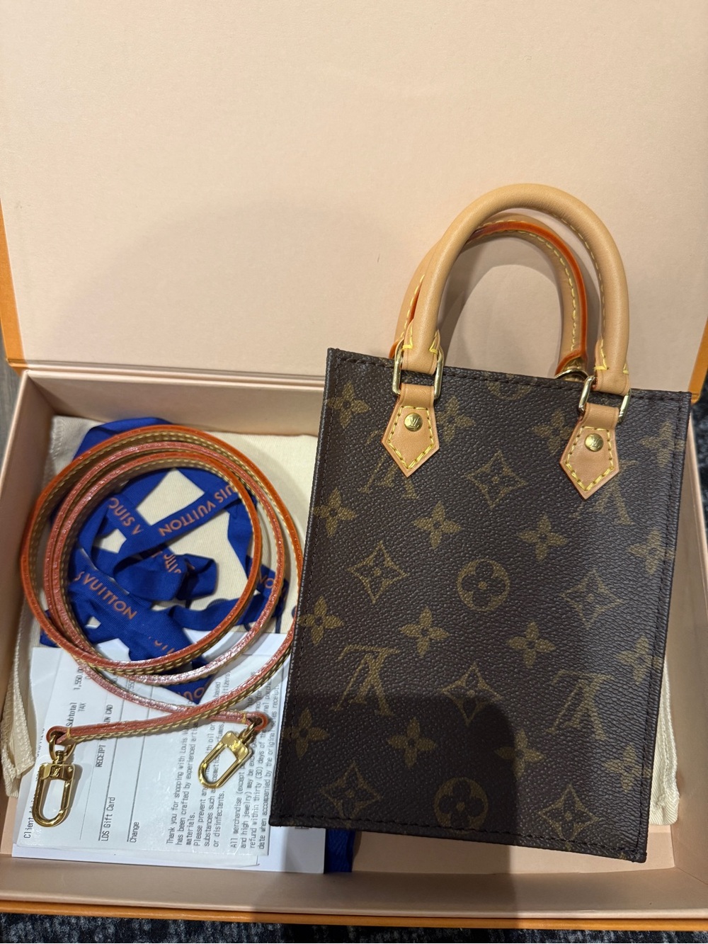 Louis Vuitton Monogram Mini Tote in Brown with Natural Leather